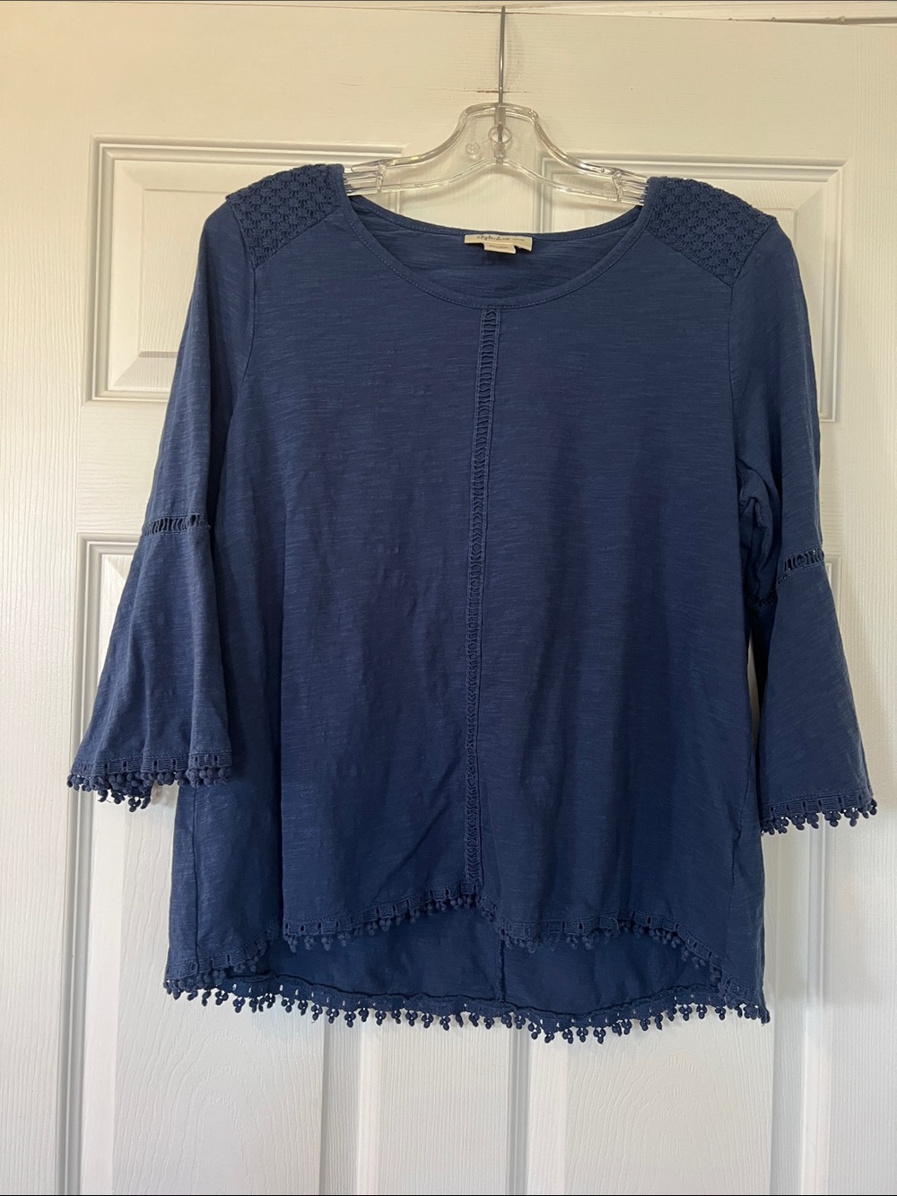 Style & Co. Navy Crochet-Trim 3/4 Sleeve Tunic